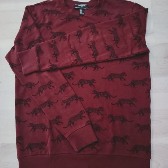 Forever21 Burgandy Cheetah Print Pullover Sweater - Picture 2 of 4
